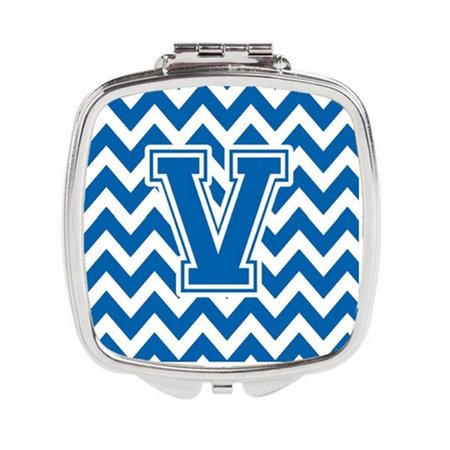 CAROLINES TREASURES Letter V Chevron Blue and White Compact Mirror CJ1056-VSCM